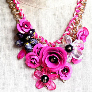 Romeo and Roses Pink Floral Cluster Bib Statement